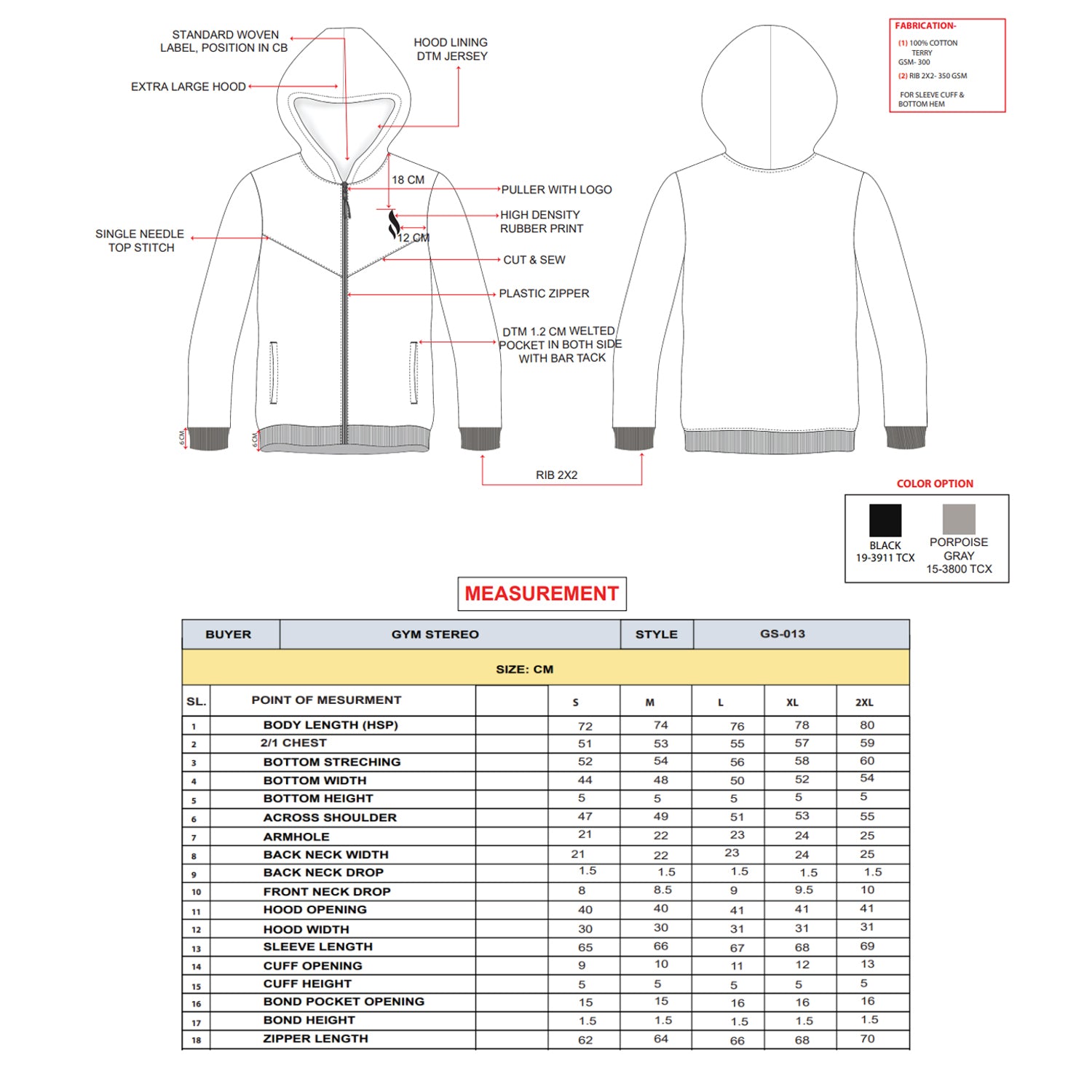 Zipper Hoodie(Black / Porpoise)