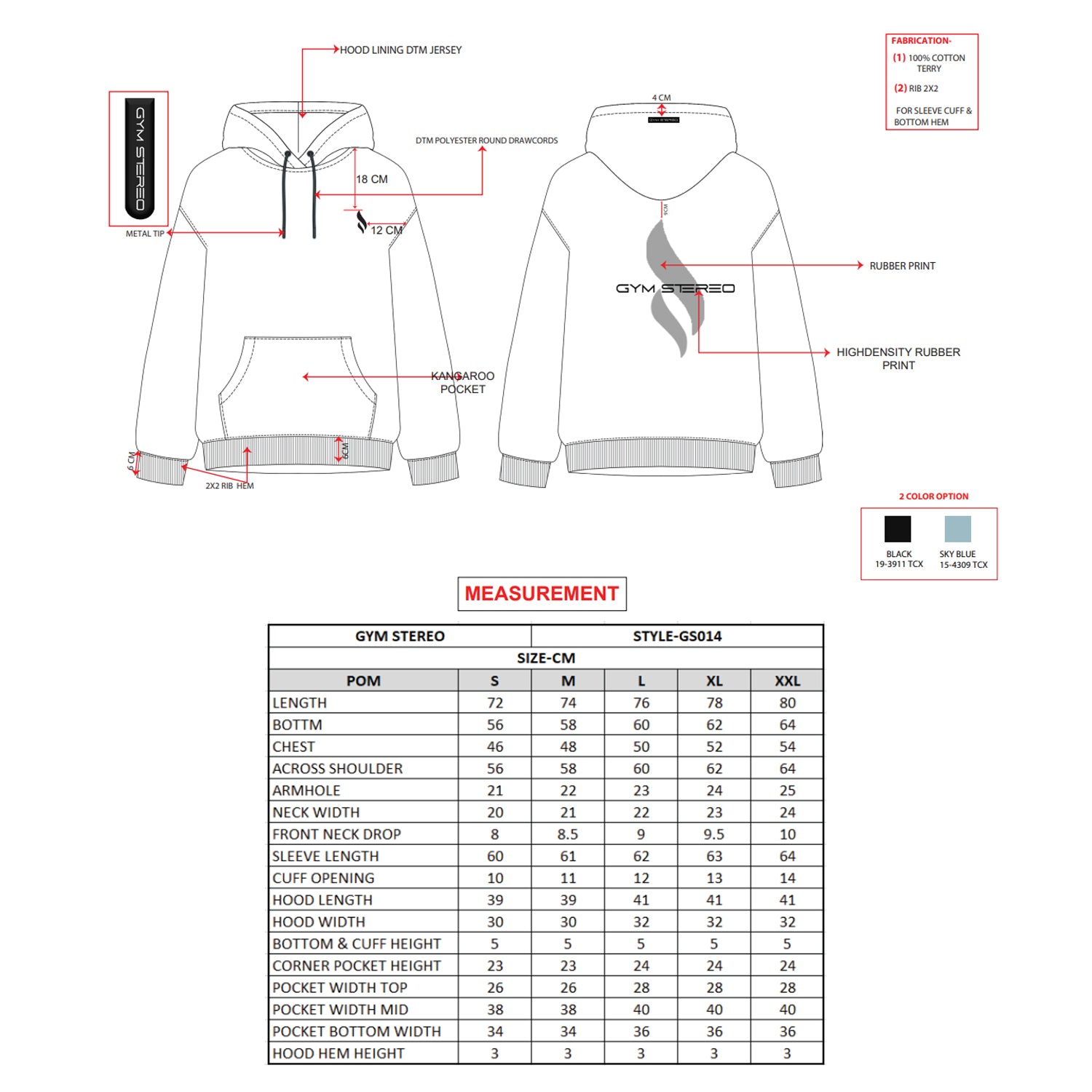 Hoodie(Black / Sky Blue)