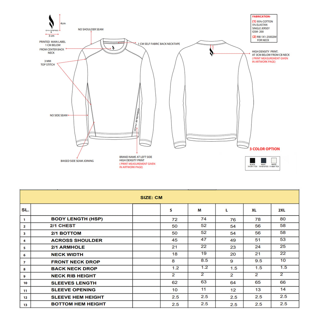 FULL SLEEVE TEE (Black / White / Navy Blue)