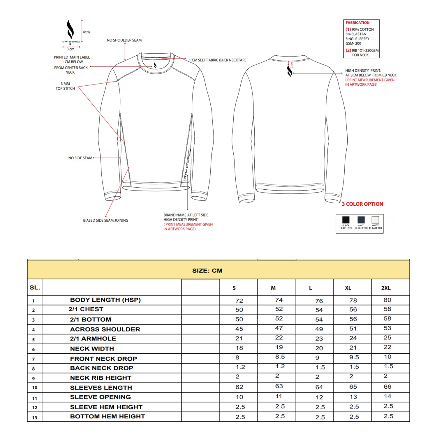 FULL SLEEVE TEE (Black / White / Navy Blue)