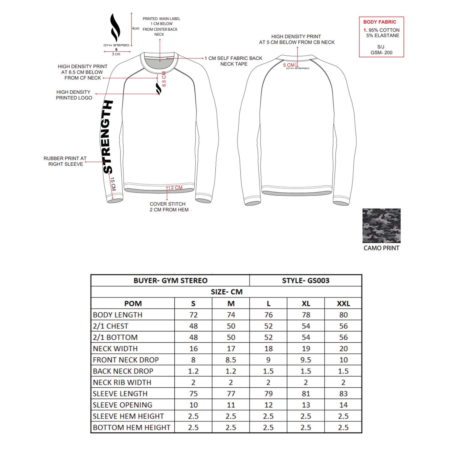 FULL SLEEVE TEE (CAMOPRINT)